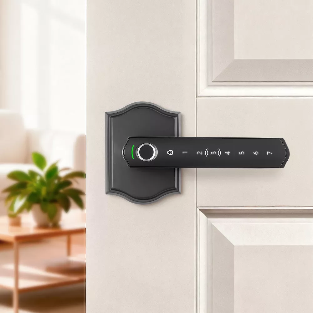 IP55 Waterproof Aluminum Alloy Fingerprint Handle Smart Door Lock