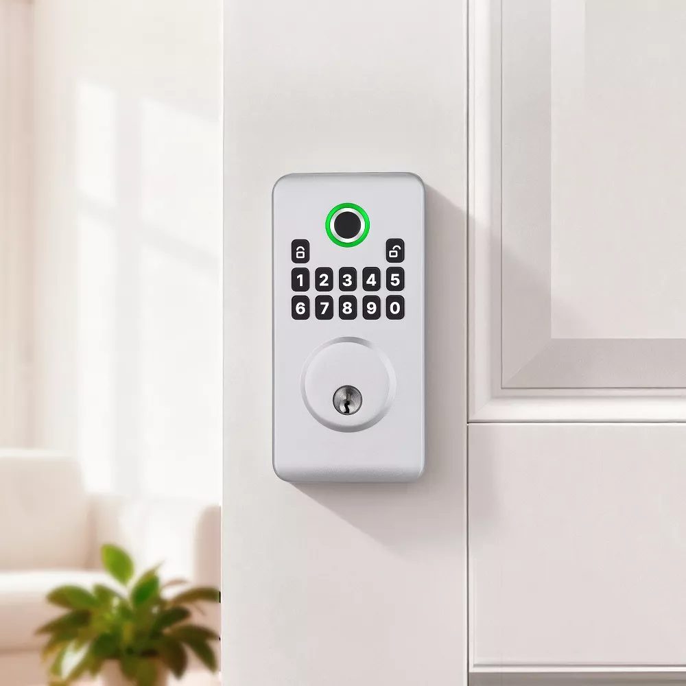 IP55 Waterproof Aluminum Alloy Fingerprint Smart Deadbolt Lock with Easy-Grip Panel